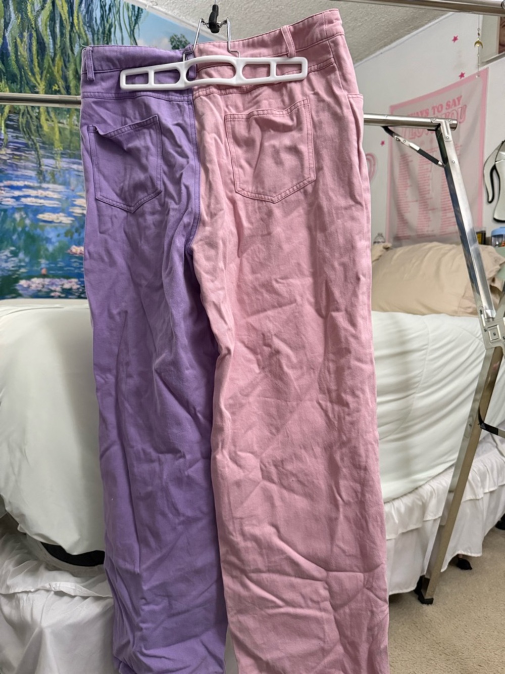 SHEIN Pink and Lavender Colorblock Pants - Picture 3 of 3